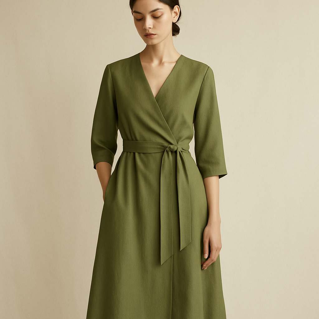 Inlet Wrap Dress in moss